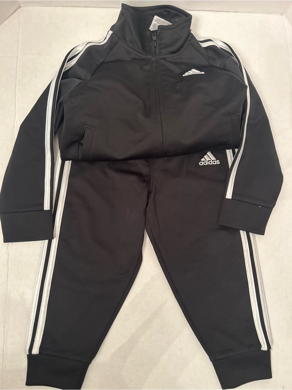 adidas Black Kids Jogger Set with White Three-Stripes